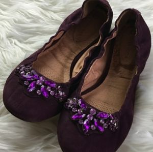 Corso Como Leather Purple Suede Stoned Ballet Flat